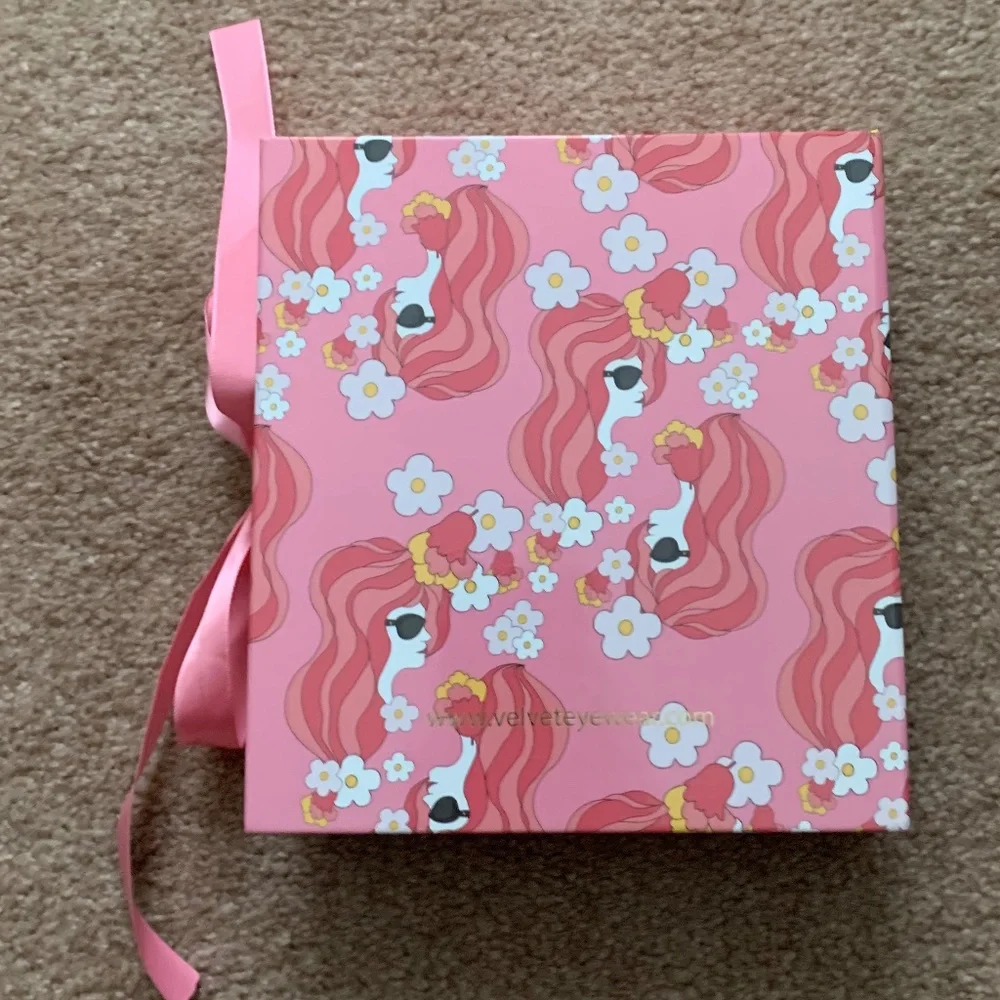 NEW! VELVET Sunglass Storage Box with Tie Bow
